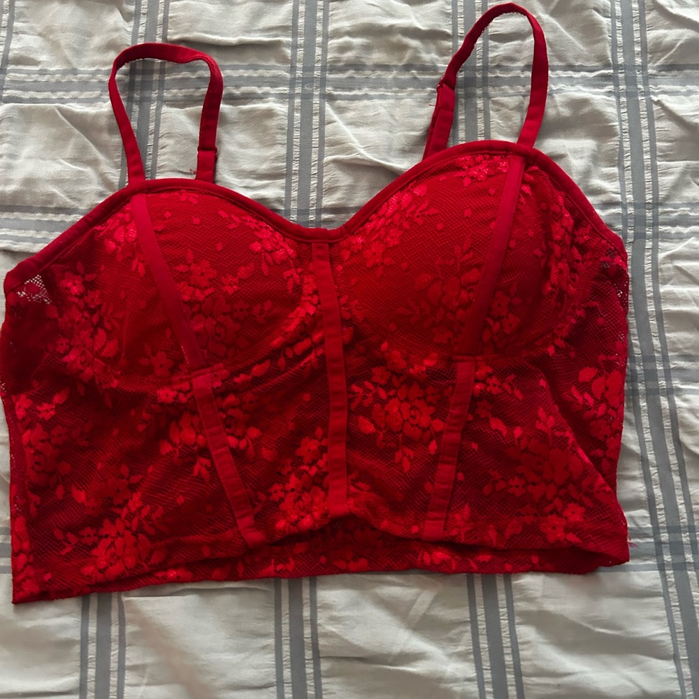 Red Lace Bustier Top